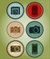 Abstract vector set of symbols with the evolution of the camera