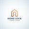 Abstract Vector Sign, Symbol or Logo Template. Home Lock Real Estate Symbol. Lock Hole in a House Frame with Modern