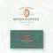 Abstract Vector Spicy Coffee Logo and Business Card Template. Hand Drawn Coffee Bean Sketch. Premium Stationary