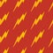 Abstract vector yellow seamless thunder pattern flat design on a red background