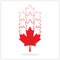 Abstract vertical faded away line red maple leaf emblems icons