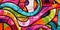 Abstract vibrant graffiti art with colorful swirls and patterns