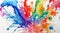 Abstract Vibrant watercolor stylish colorful splash of colored paint on a white background