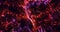 Abstract View from plasma fire hell. red wallpaper, the universe is filled with nebulae and galaxies. Panoramic shot