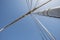 Abstract view of sailing boat mast with rigging