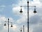 Abstract view of vintage style isolated street lights in Budapest under blue sky