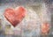 Abstract vintage background with grunge texture. Crayon heart.