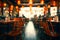 Abstract vintage charm Blurred cafe restaurant interior creates an evocative backdrop