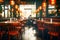 Abstract vintage charm Blurred cafe restaurant interior creates an evocative backdrop