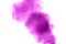 abstract violet powder explosion on white background.