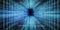 Abstract Virtual Cyberspace Tunnel, Neon Blue Background, Panorama