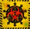 Abstract virus alert sign, grungy style, vector