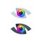 Abstract vision icons with colorful eyeball