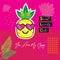 Abstract vivid color You Are My Happy tropical pineapple with heart sunglasses emoji card