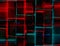 Abstract volumetric background in 3D format, with red, blue and black square stripes.