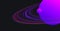 Abstract wallpaper with stylized illustration of planet with rings like saturn in dark space neon violet gradient colors