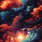 Abstract wallpaper with vibrant clouds and stars (tiled