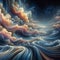 Abstract water waves in a dreamy, ethereal style, photorealist