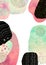 Abstract watercolor background with black pink and green blob shapes and forms with wavy line and dot pattern design elements in m