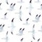 Abstract watercolor background with flying seagulls. White seagull isolated on the white background. Sea background with a minimal