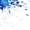 Abstract watercolor background. in left top corner splattered spot saturated with blue paint. Blot on a white background.