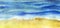 Abstract watercolor background of seashore. Bright blue waves come hissing down sandy coast. Beautiful rippled water of