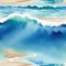 Abstract watercolor blue sand beach and sea foam for cheerful and relaxing summer Positive and healthy tones to background or