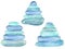 Abstract Watercolor Blue Sea glass Pyramids isolated on a white background