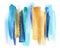 Abstract watercolor brush strokes, creative illustration, artistic color palette, blue gold