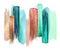 Abstract watercolor brush strokes, creative illustration, artistic color palette, mint copper