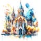 Abstract watercolor of church background wallpaper