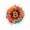 Abstract Watercolor Geometric Bitcoin Logo In Flat Design