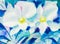 Abstract watercolor original painting white color of orchid flower