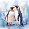 Abstract watercolor painting of a beautiful couple penguins. Adaptability and flair, friendship and unity. Generative AI.