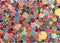 Abstract watercolor polka dots/circles multicolored pattern