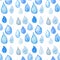 Abstract Watercolor seamless pattern with rain drops blue and white color. Beautiful Seamless pattern for your design.