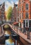 Abstract watercolor style painting Of Amsterdam,