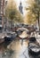 Abstract watercolor style painting Of Amsterdam