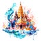 Abstract watercolor of temple background wallpaper