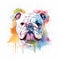 Abstract watercolour painted image of an English bulldog