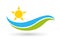 Abstract wave and sun logo water sea wave icon illustration