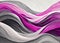 Abstract of waves of flowing pink, magenta, gray and purple on white background