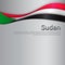 Abstract waving sudan flag. National sudanese poster. Creative metal background for design of patriotic holiday card. State sudan