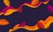 Abstract wavy autumn fall thanksgiving season dark blue orange red colored banner with paper art style oak leaves