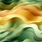 Abstract wavy backgrounds in green, orange, and yellow with monochromatic shadows (tiled)