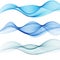 Abstract wavy lines in the form of a wave. Set of waves. An illustration of smoke or water.