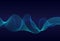 Abstract  wavy particles surface on dark blue background. Soundwave of gradient lines. Modern digital frequency  equalizer on abst