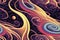 Abstract wavy psychedelic groovy retro style futuristic cosmic background.