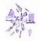 Abstract white background with isolated glass shards and glitter. 3d illustration, 3d ..rendering