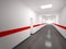 An abstract white corridor with red lines